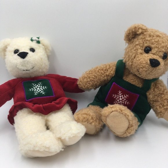 Hallmark KISS KISS Stuffed Plush BEARS, Magnetic Lips Connecting Hands ADORABLE - Picture 2 of 8